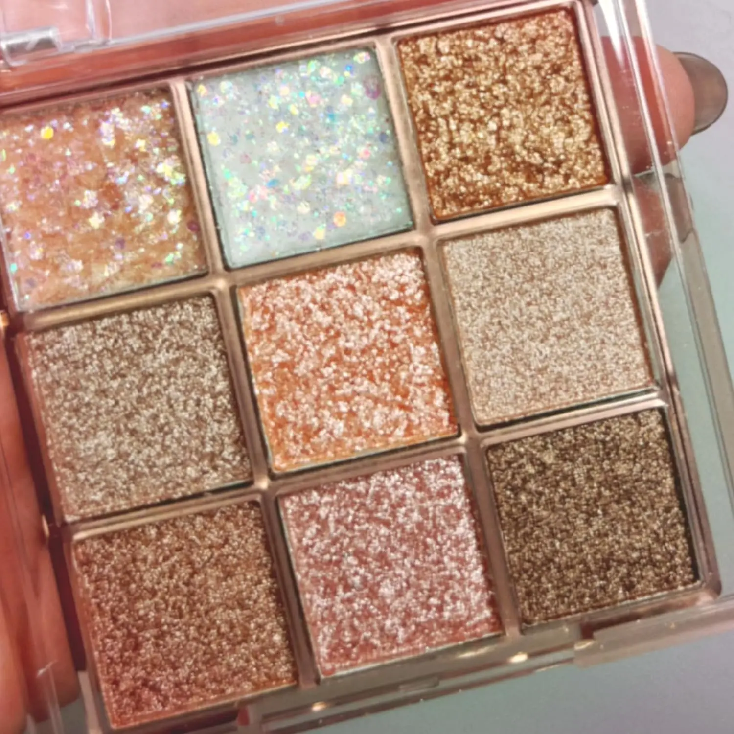 9 Colors Glitter Eyeshadow Palette, Pink White Golden Brown Warm Eyeshadow | Korean Sparkle Neutral Eye Shadow Makeup Palettes Highly Pigmented Long Lasting Waterproof Blendable sombras para ojos
