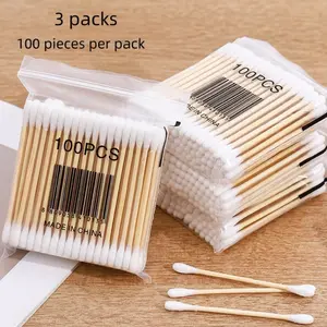 3 Pack Cotton Swabs with Dual Tips, Unscented, Low-Allergen Makeup and Ear Cleaning Swabs, Multi-Purpose Disposable Cotton Swabs for Personal Care, Cottonbud