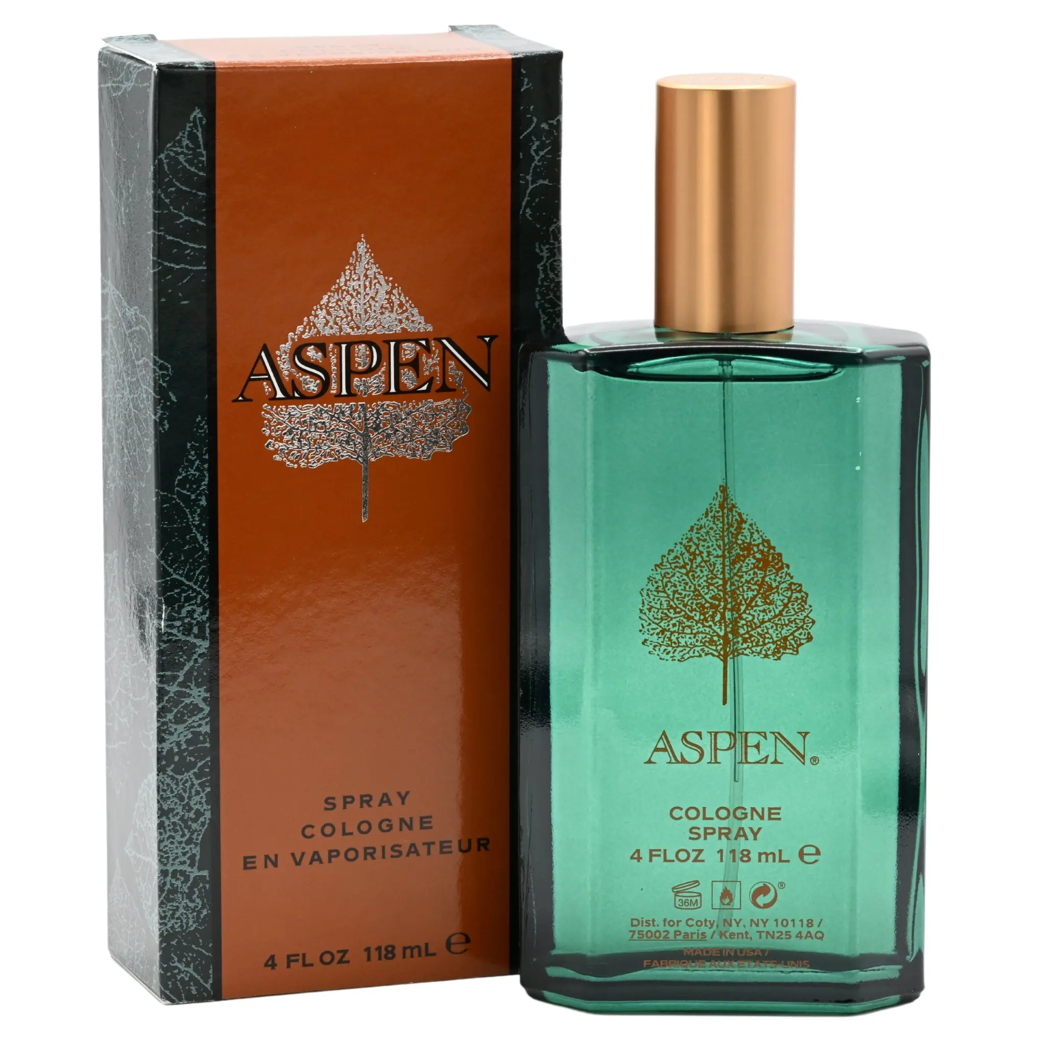 Coty Aspen Men's Aromatic Spray, Refined Aquatic Cologne with Ocean Air and Marine Notes, Evening Wear Fragrances, 4 fl oz, Men's Cologne