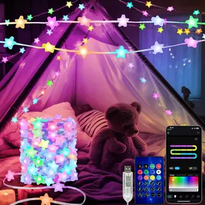 66 Feet Star String Lights, 132 LED RGB Color Changing, Smart APP Control, IR Remote, 200+ Scene Modes for Indoor Outdoor Christmas Decorations