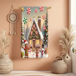 1Pc Christmas Themed Gingerbread House with Candies and Decorations Bathroom Hand Towel Bath Towel, Multiple Size Microfiber Towel, Ultra-Soft Quick Dry and Absorbent Polyester Large Bath Towel, Kitchen Towels, Festi