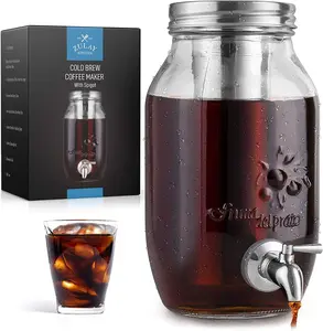 Zulay Kitchen 1.5 Liter Cold Brew & Iced Tea Maker – 51oz Glass Pitcher with Spout & Stainless Steel Filter, Airtight Carafe Coffee Lid