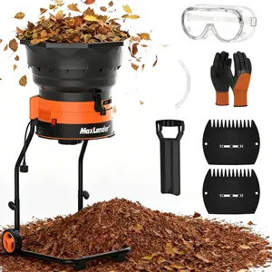MAXLANDER Electric Leaf Mulcher/Shredder, 15 Amp 8400 RPM, 18:1 Ratio, Adjustable Dial, with Goggles, Leaf Scoops/Gloves, 20 Cutting Lines-Portable Garden/Yard Grinder & Chipper for Wet/Dry Leaves Tool Box Tool Kit