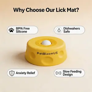 3-in-1 Slow Feeder Dog Bowl and Lick Mat, Durable Food-Grade Silicone Dog Lick Pad for Healthy Digestion, Anxiety Relief, Boredom Buster, Detachable Easy Clean Non-Slip Puppy Feeding Bowl for Peanut Butter, Yogurt, Purees & Broth