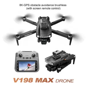 8K GPS aerial drone | Screened remote control with real-time transmission, dual cameras with electronic tuning, GPS auto return to home + intelligent obstacle avoidance, brushless motors for stable flight—essential for long outdoor flights and creative sh
