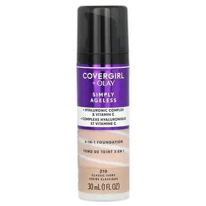 Covergirl Olay Simply Ageless, 3-in-1 Foundation, 210 Classic Ivory, 1 fl oz (30 ml)
