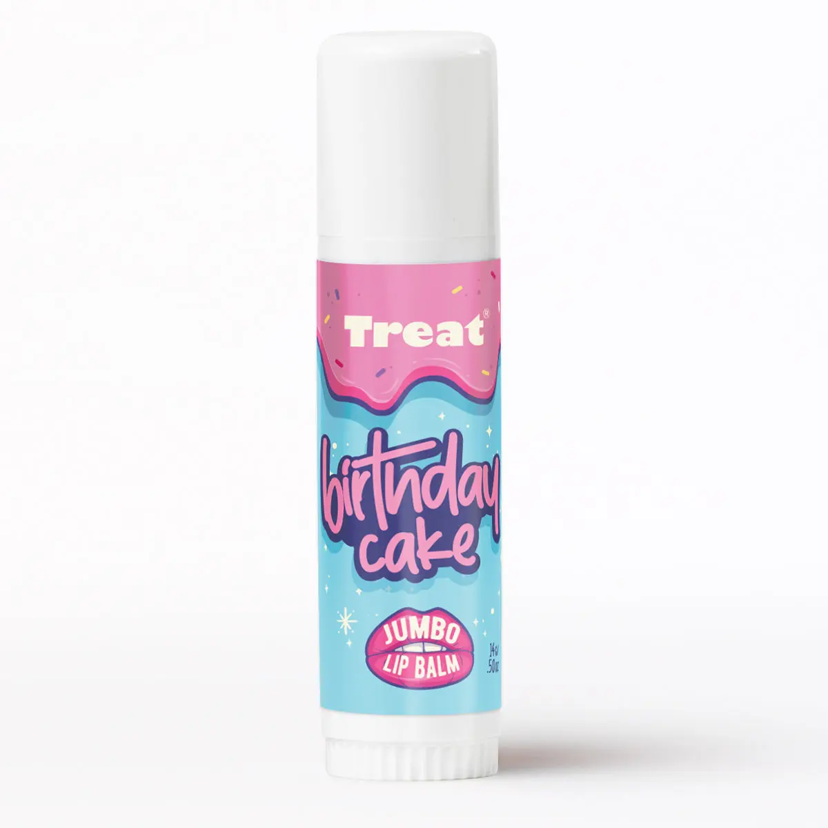 Treat Beauty Birthday Cake Jumbo Organic Lip Balm - Cocoa, Coconut, Shea & Vanilla - Triple Size Magic Infused Lip Care - US Made - Hydrating & Nourishing