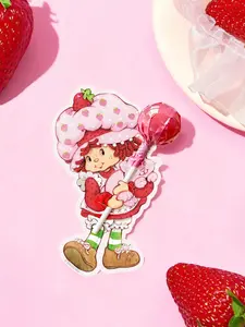 Strawberry Shortcake 48 Cute Cartoon Character Pattern Lollipop Decoration Cards, Birthday Party Family Holiday Party Decoration Supplies, Birthday Gift Candy Decoration, Party Gift, Strawberry, Sweet