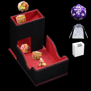 Leather Dice Tower with Drawstring Dice Bag DND Dice Rolling Gift for Tabletop Games
