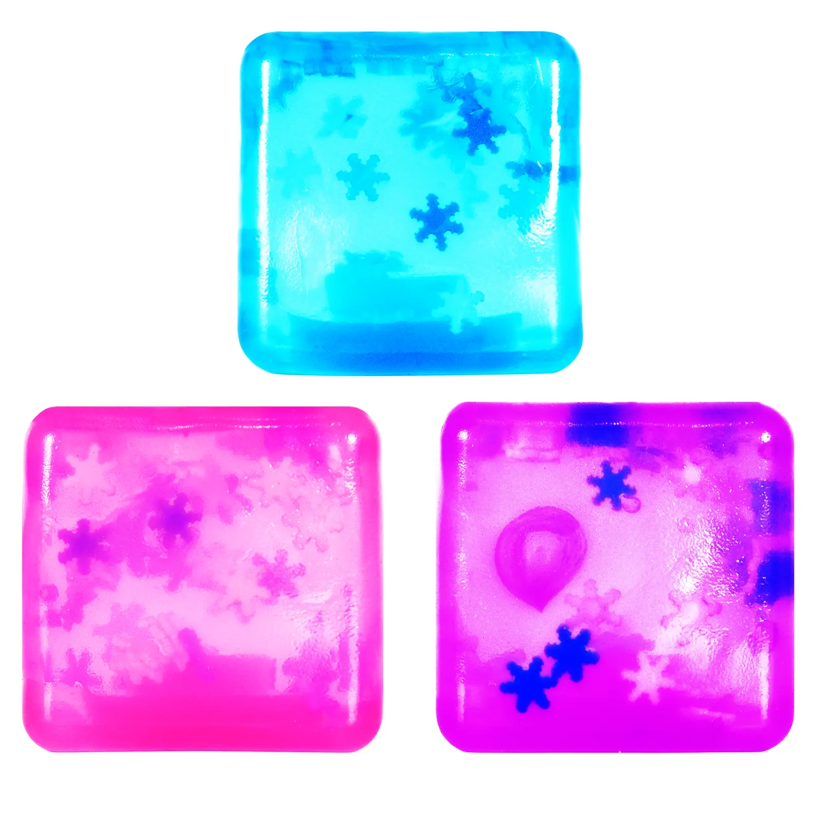 3-Pack Crystal Gel Squishies PINK BLUE PURPLE 1.96in Translucent Sensory Toys Relief Fidget Gift Set Toy Stress Relief Toy-Fun & Relaxing for Kids and Adults