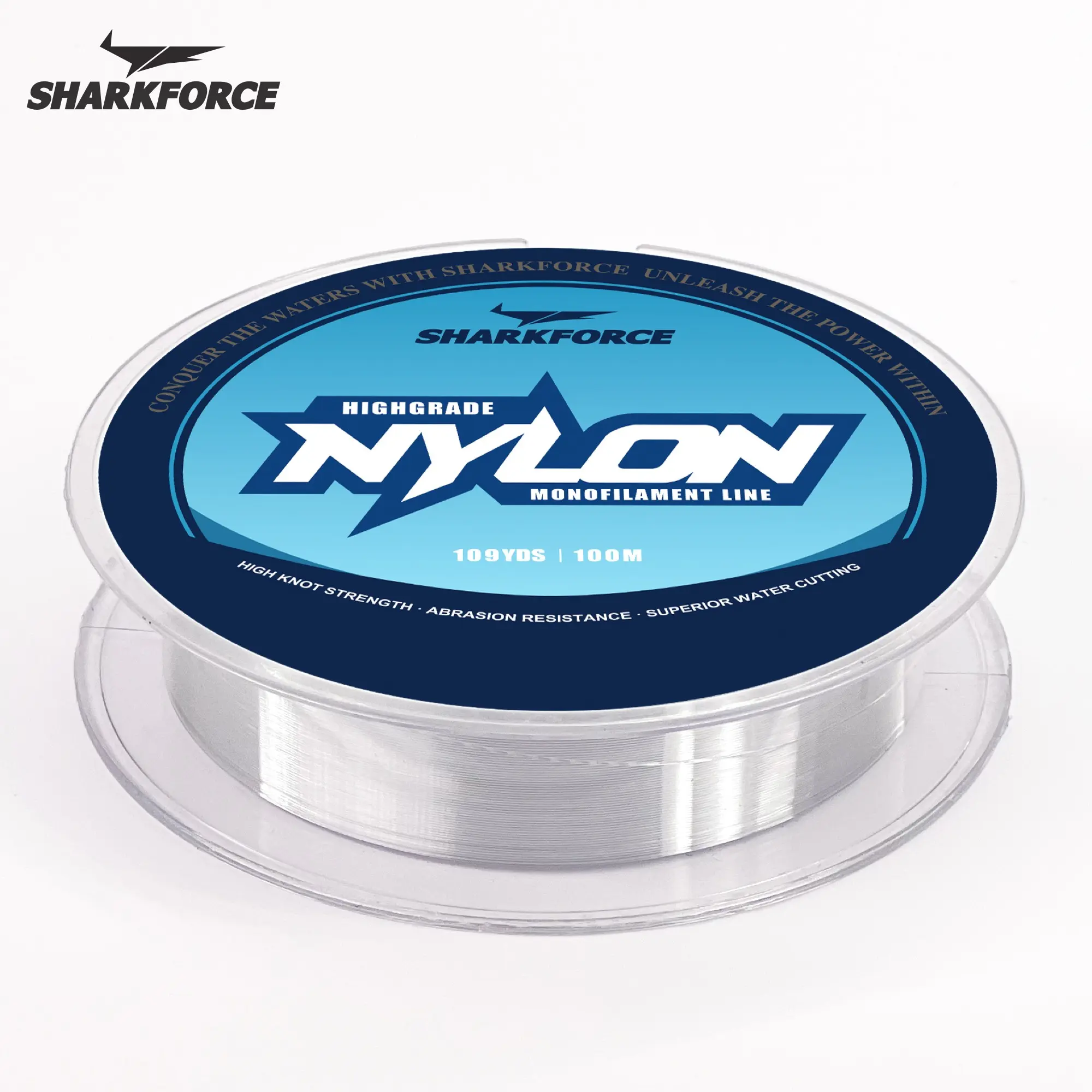 Sharkforce Nylon Fishing Line 7-40 Lbs, Transparent Monofilament, Strong Shock Absorber, 100m/128yds, Invisible Line for Fishing, Clear Fishing Line, Fishing Equipment, Fishing Stuff