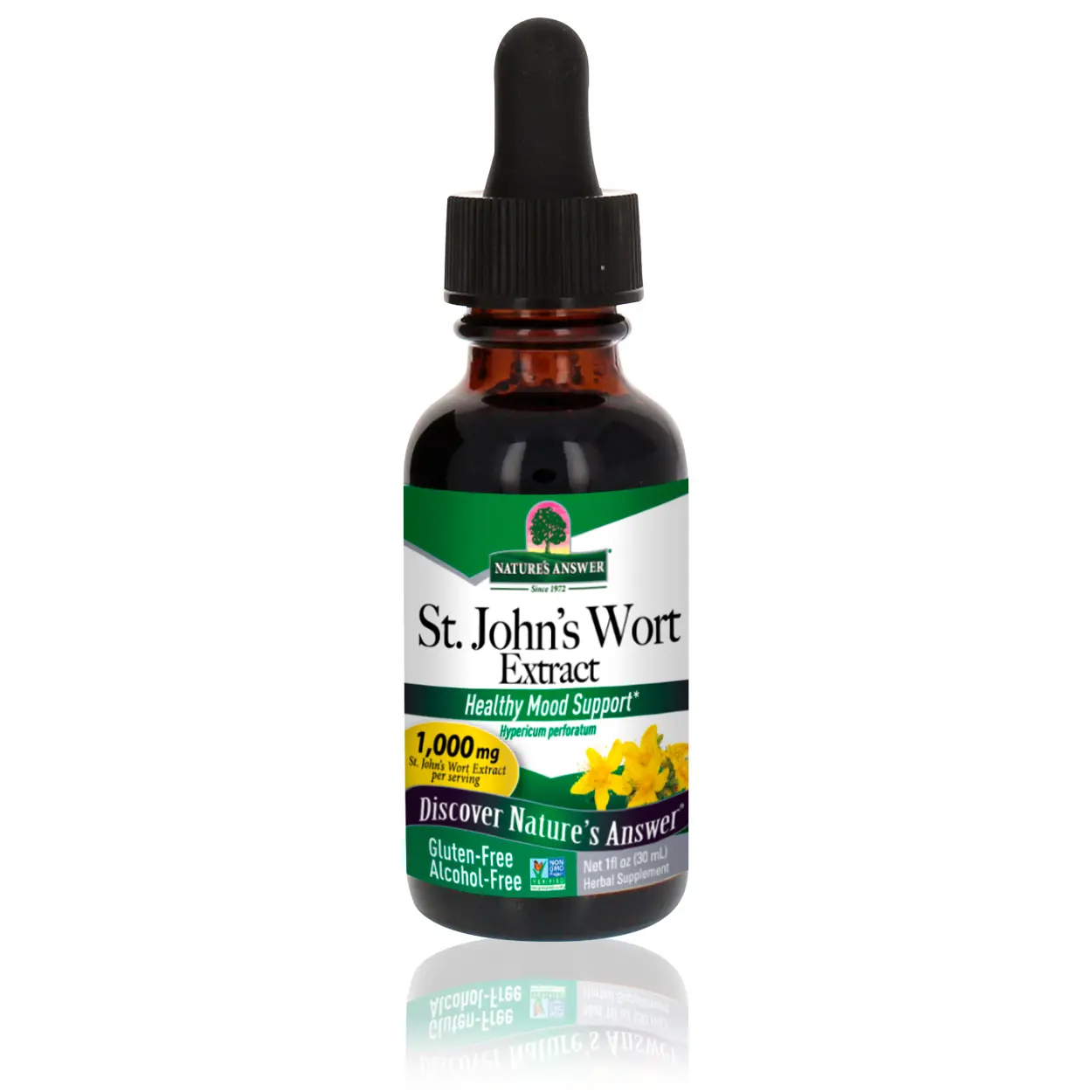 Nature's Answer St. John's Wort Alcohol-Free Liquid 1-Fluid Ounce Extract (Hypericum Perforatum) | Healthy Mood Support | Skin Support | Non-GMO | Gluten-Free | Single Count