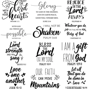 12 Pcs Bible Verse Wall Decals Stickers Religious Scripture Wall Art Decor Inspirational Quotes Christian Peel and Stick Motivational Decor for Bedroom Living Room(Stylish Style)