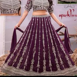 Sparkling Indian Ethnic Lehnga with Crop Top for Women Party Wear - Shimmer Fabric Sequins Beadwork Embroidered Wedding Guest Dress Elegant Formal