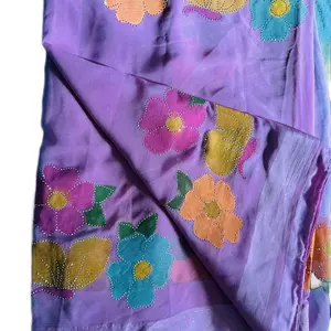 Floral/butterfly chiffon Paint brush sari(fall pico done)