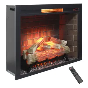 28/33 inch Infrared Electric Fireplace Insert with Touch Panel Home Decor Heater Smokeless Firebox Fixed Trim Kit Crackling Sound Remote Control CSA/UL Certified 1500W Heat 4 Flame Colors Adjustable Timing Function Realistic 3D LED Flame Effect