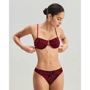 rihoas Red Floral Print Underwire Bikini Set - Polyester Bathing Suit Top for Sports & Outdoor Swimwear, Floral Print Bikini,summervibes