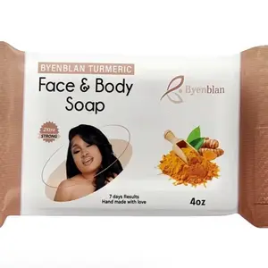 BYENBLAN 2X Strong Turmeric Bar Soap, Brightening Face & Body Cleanser - Handmade Skin Care Soap, 4oz, Turmeric Miracle Soap