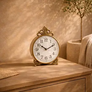 Scroll Gold Metal Antique Style Decorative Clock