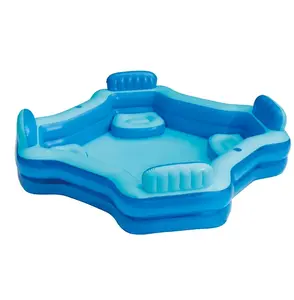 Bluescape Blue Deluxe Comfort Inflatable Family Swimming Pool, 4 Seats, Square, Age 6 & up
