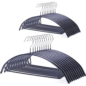 Nature Smile Non Slip PVC Coating Sweater Hangers,Dress Suit Coat Hangers,Shoulder Bump Free Golf T Shirts Clothes Hangers (Black Color 20 Pack)