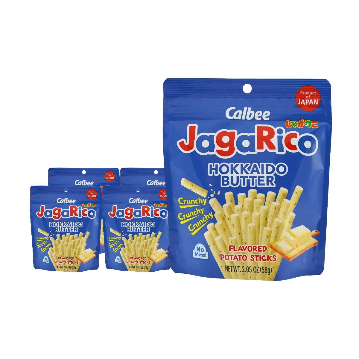 5 Pack CALBEE JagaRico Potato Sticks Hokkaido Butter 2.05 oz - Japanese Snack Crispy Chips