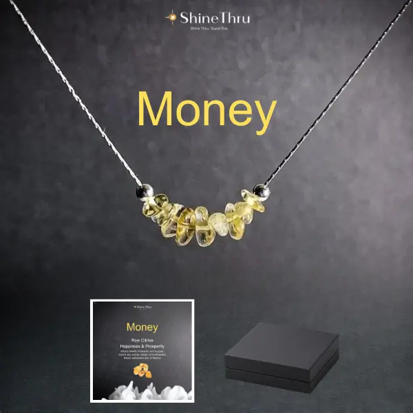 ShineThru Women's Non-Natural Raw Citrine Crystal Necklace - 1pc Pendant with Prosperity Energy, Stylish Durable Design for Daily Wear & Meditation, Ideal Gift, Crystals