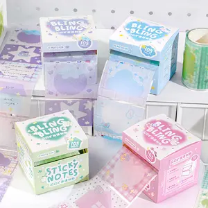 105Pcs/Box Pull-out Sticky Notes Fully Adhesive Tearable Sticky Notes Stickers Sticky Labels Sticker Packs for Office Student and Home Stationery Supplies