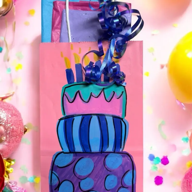 Hand Painted Customized Gift Bag with Ribbon and Tissue - Perfect for Any Occasion