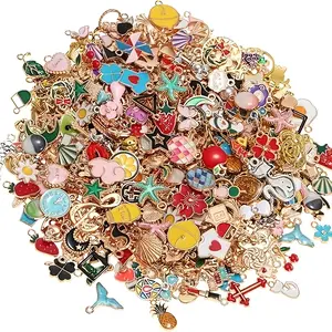 Random Cute Jewelry Making Kit, Star Heart Flower Designs, Silver Color Metal Accessories, Beads, Charm, DIY Bracelet Necklace Earrings Crafts