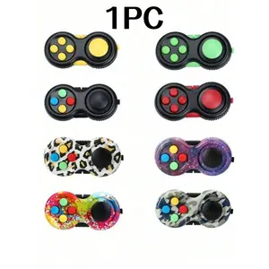 8 Function Stress Relief Game Controller, Portable Rubber Texture Toy with Lanyard, Multi-Color Plastic, Stress Relief Fidgeting, Focus Trainer, Anxiety Relief, Fidget Gadget
