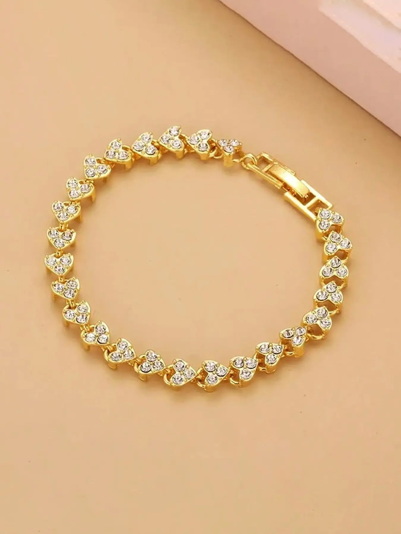 Roman Heart Zircon Crystal Bracelet for Women, Beautiful Bracelets, Sparkling Zircon Bracelet, New Fashion Rhinestone Jewelry, Zircon Inlaid Bracelet, Elegant Bracelet, Heart Charm Bracelet, All Seasons, Dainty Crystal Bracelet