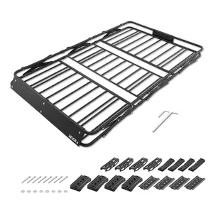 【fathersdaygift】VEVOR Roof Rack Cargo Basket, 64 x 39 x 4 in, Heavy Duty Roof Top Carrier Basket with Folding Design, 200 lbs Capacity, All-Weather Easy-Install Car Top Luggage Holder, Universal Fit for SUV Truck Car