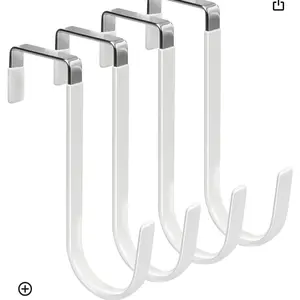 Over the Door Hooks 4 Pack Heavy Duty Organizer for Living Room Bathroom Bedroom Kitchen with Rubber Prevents Scratches Non Slip Hanger Connector Set