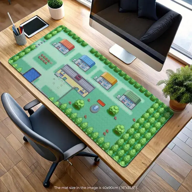 Pallet Town Map Gaming Mouse Pad, Kanto Region Desk Mat, Nostalgic Gamer Gift for Fans