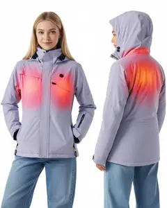InoKraft Women's Turbo Nano Heat Tech Heated Jacket with Battery Pack Slim Fit Heated Coat with Detachable Hood Charger Cable Included