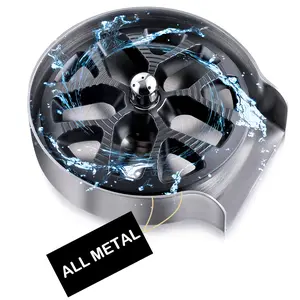 RALANDA Cup Washer for Sink – Stainless Steel Glass Rinser Attachment, Upgraded 360° Rotating Spout, Easy Install Faucet Accessory for Bottles, Mugs & Baby Cups