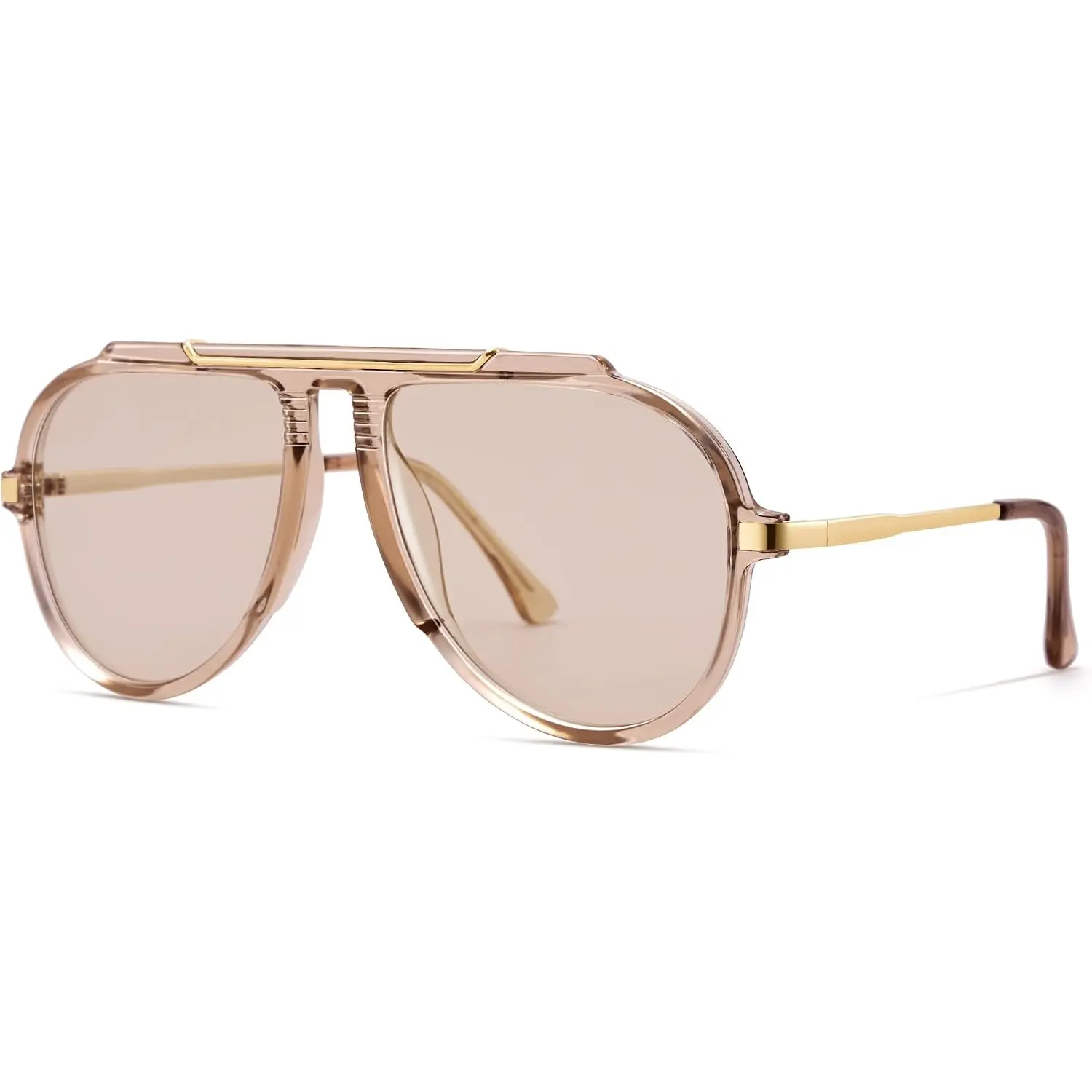 Oversized Aviator Sunglasses for Women Men, 70s Retro Aviators Style with Tangle Free Top Bar Design