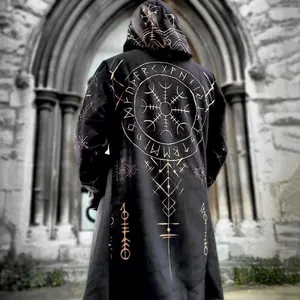 Abstract Universe Retro Print Fleece-Lined Men's 3D Digital Print Loose Hooded Sweatshirt Cardigan Jacket