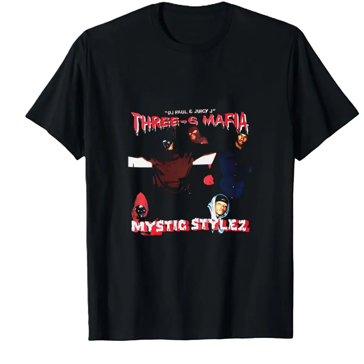New Three 6 Mafia Mystic Stylez Album Black T Shirt Sweatshirt, Heavy Cotton Fabric Men's T-Shirt Menswear Top