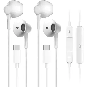 2 Pack USB C Headphones for  15 Earbuds Type C Wired Earphones with Mic & Remote Control Noise Cancelling for  16 pro, iPad Pro, Galaxy S23/S22/S21/S20/Ultra Note 10/20, Pixel 7/6/6a/5/4