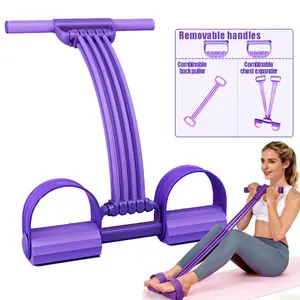 Portable Pedal Resistance Band Trainer, Multifunction 8-Tube Elastic Pull Rope for Home Workout, Stretching & Fitness