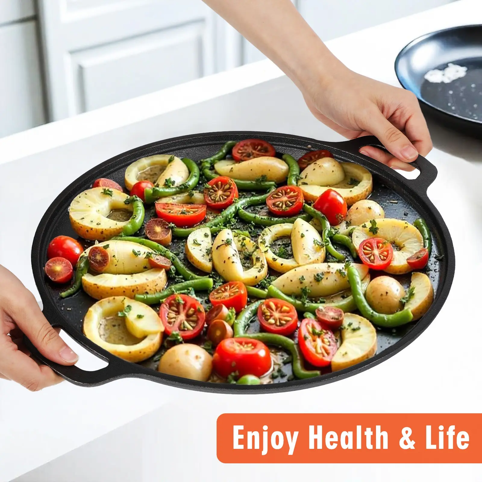 Cast Iron Non-stick Frying Pan, Uniform Heat Distribution, Durable & Anti-deformation, Rust-proof, Oven-safe, Compatible With Induction And Gas Stoves, Perfect For Pizza, Barbecue, Camping, Weddings, Father's Day Gifts