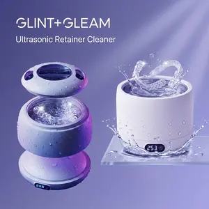 Glint & Gleam Ultrasonic Cleaner Machine Retainer & Denture Cleaning with UV for Invisalign, Aligners, Mouth Guards, Night Guards, False Teeth & Dental Appliances
