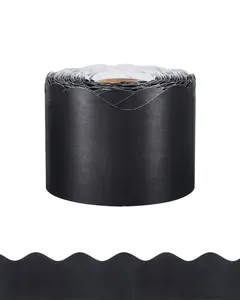 VEVOR Bulletin Board Border, Summervibes,Summervibes, 65.6 Feet Rolled Border Trim, Scalloped Bulletin Board Paper with Wavy Line Design, Classroom Border for Bulletin Board, School, Classroom, and Locker Decoration, Black