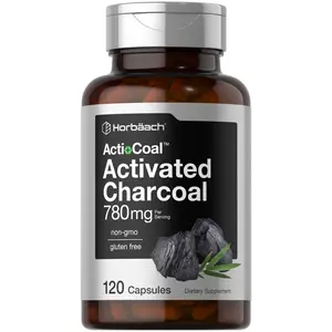 Horbäach Charcoal Pills 780mg | 120 Capsules | Activated Charcoal from Coconut Shells | Non-GMO and Gluten Free | Acti-Coal