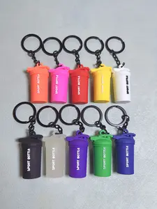 Mini 3D Sports Water Bottle Keychain, Fitness Keychain, Trendy Cute Keychain, Shake Cup Keychain, Gym Fitness Sport Bottle Cup Pendant Bag Hanging Ornaments PVC Soft Rubber Fitness Bottle Keyring Key Bag Purse Backpack Accessory Decoration