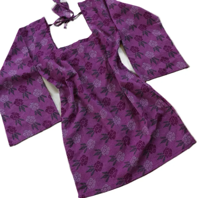 Women Square-Neck Laliguras pattern Printed short Kurti with Adjustable Back Strips
