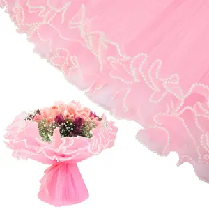 1pc Bouquet Wrapping Paper, Flower Bouquet Wrapping Paper Ideal for Valentine's Day and Special Occasions with White, Black, and Light Pink (pink)11inch*141inch Gift Wrapping Supplies