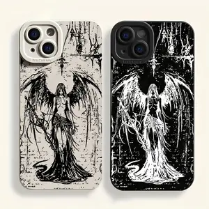A matte anti-drop phone case with angel wings pattern for iPhone 17 Air/16 Plus/15 Pro Max/14 Pro/13/12/11/XS Max/X phone case, perfect choice for Halloween gifts for family, friends, lovers, girlfriends MS271